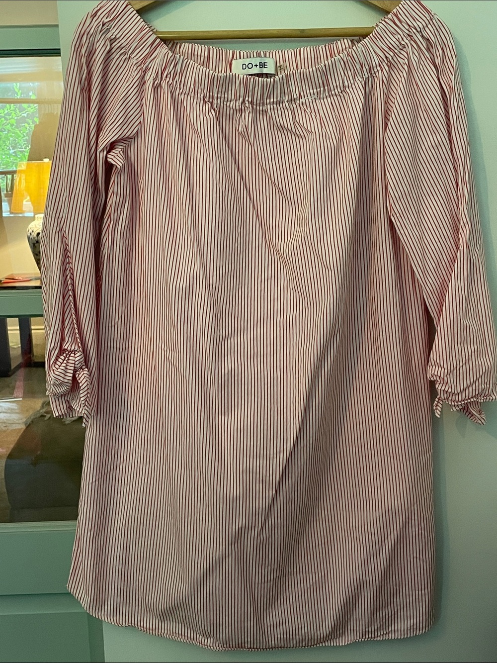 DO+BE Red & White Striped Off-Shoulder Dress Tunic